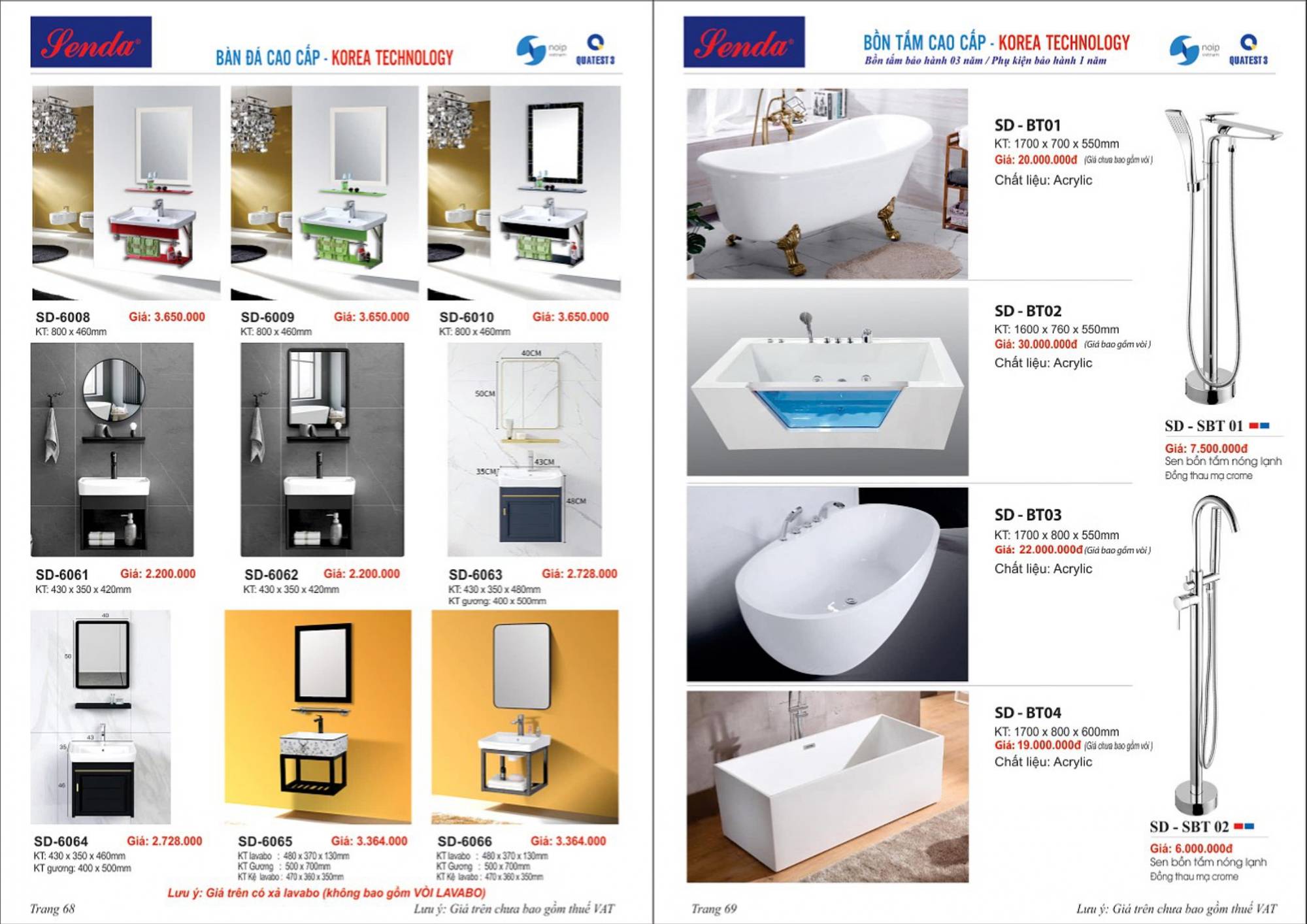Thiết bị vệ sinh SENDA Catalogue và Bảng giá mới nhất 2024 /Page 35
